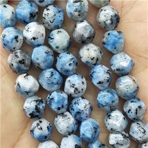 Kiwi Jasper Beads Blue Dye Cut Round, approx 7-8mm