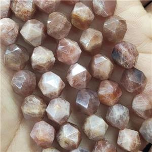 Peach Sunstone Beads Cut Round, approx 9-10mm