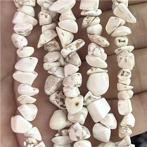 White Magnesite Turquoise Chip Beads Freeform, approx 5-8mm, 36inch length