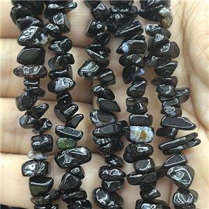 Black Agate Chip Beads Freeform, approx 5-8mm, 36inch length