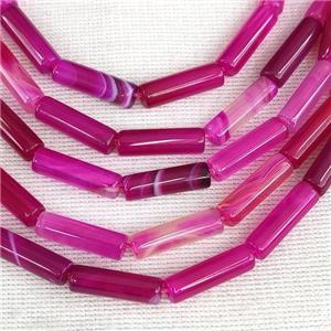 Hotpink Agate Tube Beads Dye, approx 4x13mm