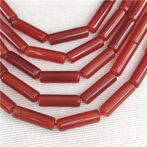 Red Carnelian Tube Beads, approx 4x13mm