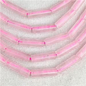 Pink Rose Quartz Tube Beads, approx 4x13mm