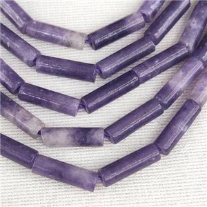 Lilac Jasper Tube Beads, approx 4x13mm