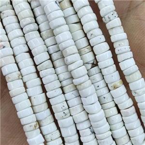 Natural White Magnesite Turquoise Heishi Beads Tiny, approx 2x4mm