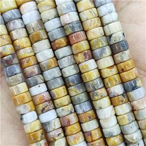 Yellow Crazy Agate Heishi Beads, approx 2x4mm