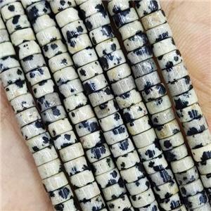 Black Dalmatian Jasper Heishi Beads, approx 2x4mm
