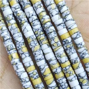 White Synthetic Turquoise Heishi Beads, approx 2x4mm