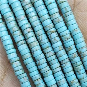 Blue Synthetic Turquoise Heishi Beads, approx 2x4mm