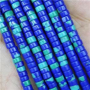 Blue Synthetic Rainforest Stone Heishi Beads, approx 2x4mm