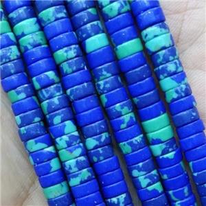 Blue Synthetic Rainforest Stone Heishi Beads, approx 3x6mm