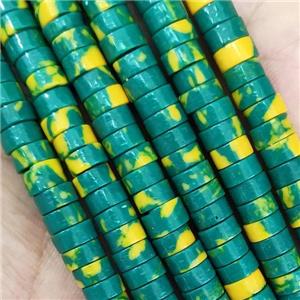 Green Synthetic Rainforest Stone Heishi Beads, approx 3x6mm