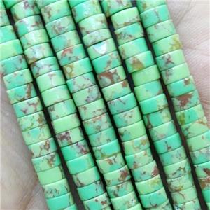 Olive Synthetic Turquoise Beads Heishi, approx 3x6mm