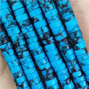 Blue Synthetic Turquoise Beads Heishi, approx 3x6mm