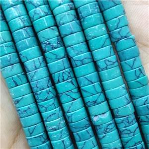 Green Synthetic Turquoise Beads Heishi, approx 3x6mm