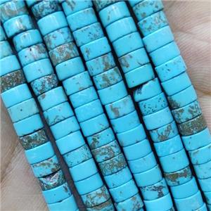 Blue Magnesite Turquoise Heishi Beads, approx 3x6mm