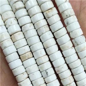 Natural White Magnesite Turquoise Heishi Spacer Beads, approx 3x6mm