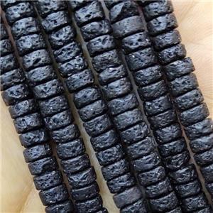 Black Lava Heishi Beads, approx 3x6mm