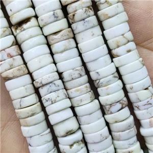 White Magnesite Turquoise Heishi Beads, approx 3x8mm