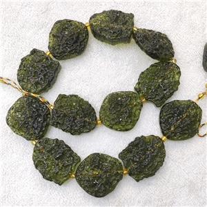 Green Lampwork Lava Glass Beads Slice Freeform Rough, approx 25-32mm