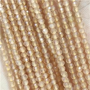 Champagne Cat Eye Glass Beads Faceted Round, approx 2mm dia