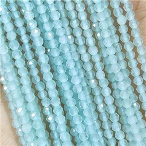 Aqua Cat Eye Glass Beads Faceted Round, approx 2mm dia