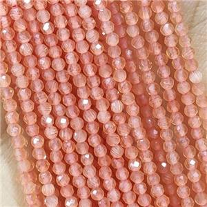 Orange Cat Eye Glass Beads Faceted Round, approx 2mm dia