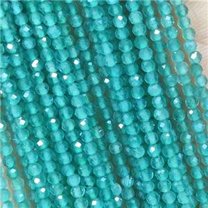 PeacockGreen Cat Eye Glass Beads Faceted Round, approx 2mm dia