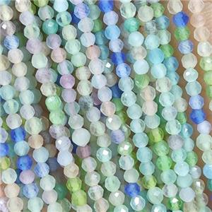 Cat Eye Glass Beads Faceted Round Mix Color, approx 2mm dia