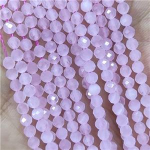 Pink Cat Eye Glass Beads Faceted Round, approx 3mm dia