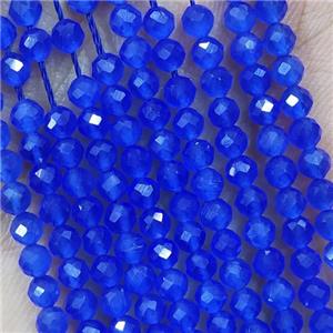Royalblue Cat Eye Glass Beads Faceted Round, approx 3mm dia