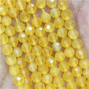 Golden Cat Eye Glass Beads Faceted Round, approx 4mm dia