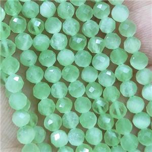 Green Cat Eye Glass Beads Faceted Round, approx 4mm dia
