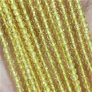 Lt.yellow Crystal Glass Beads Faceted Round, approx 2mm dia