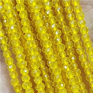 Golden Crystal Glass Beads Faceted Round, approx 2mm dia