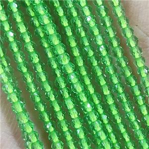 Spring Green Crystal Glass Beads Faceted Round, approx 2mm dia