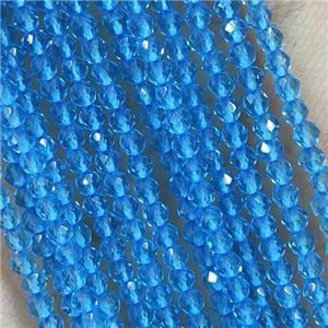 Skyblue Crystal Glass Beads Faceted Round, approx 2mm dia