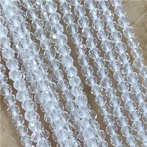 Clear Crystal Glass Beads Faceted Round, approx 2mm dia
