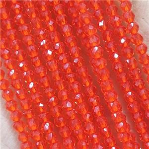 Red Crystal Glass Beads Faceted Round, approx 2mm dia