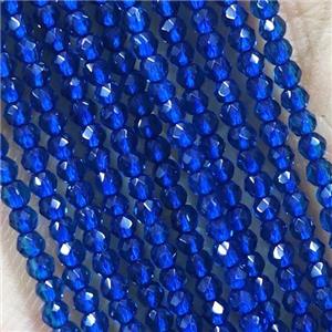 Blue Crystal Glass Beads Faceted Round, approx 2mm dia