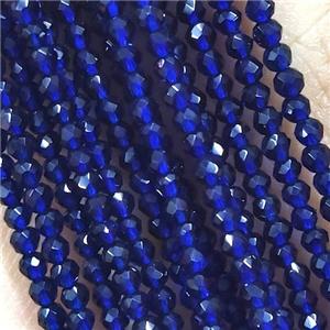 Deepblue Crystal Glass Beads Faceted Round, approx 2mm dia