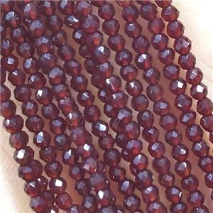 DarkRed Crystal Glass Beads Faceted Round, approx 2mm dia