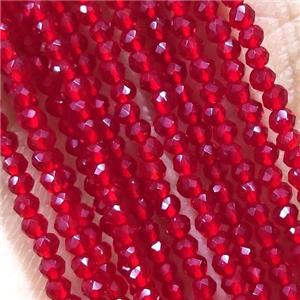 Red Crystal Glass Beads Pony Faceted Round, approx 2mm dia