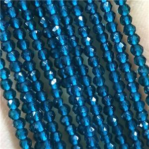 PeacockBlue Crystal Glass Beads Faceted Round, approx 2mm dia