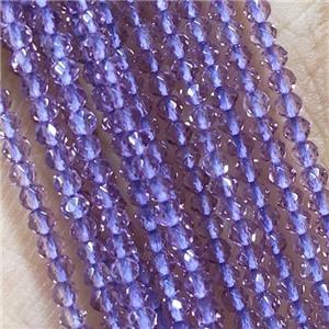 Lt.purple Crystal Glass Beads Faceted Round, approx 2mm dia