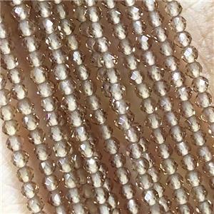 Smoky Crystal Glass Beads Faceted Round, approx 2mm dia