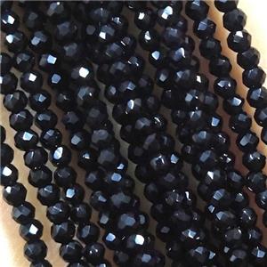 Black Jet Crystal Glass Beads Faceted Round, approx 2mm dia