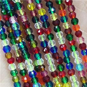 Mixed Color Crystal Glass Beads Pony Faceted Round, approx 2mm dia