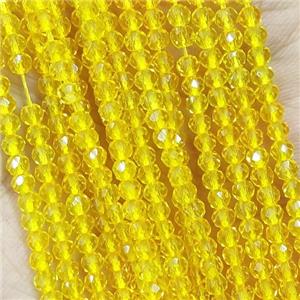 Yellow Crystal Glass Beads Faceted Round, approx 3mm dia