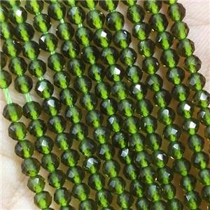 Green Crystal Glass Beads Faceted Round, approx 3mm dia